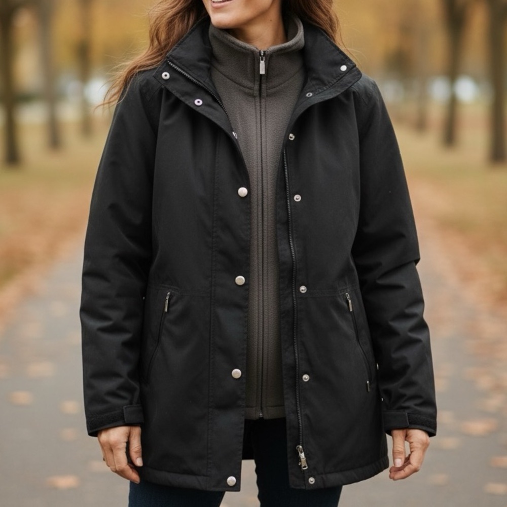LONDON FOG 2 Coats In 1, Detachable Hood, Removable Fleece Liner